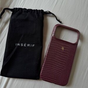 INSÉRIF Burgundy Croc Textured iPhone Case for IPhone 17pro Max
